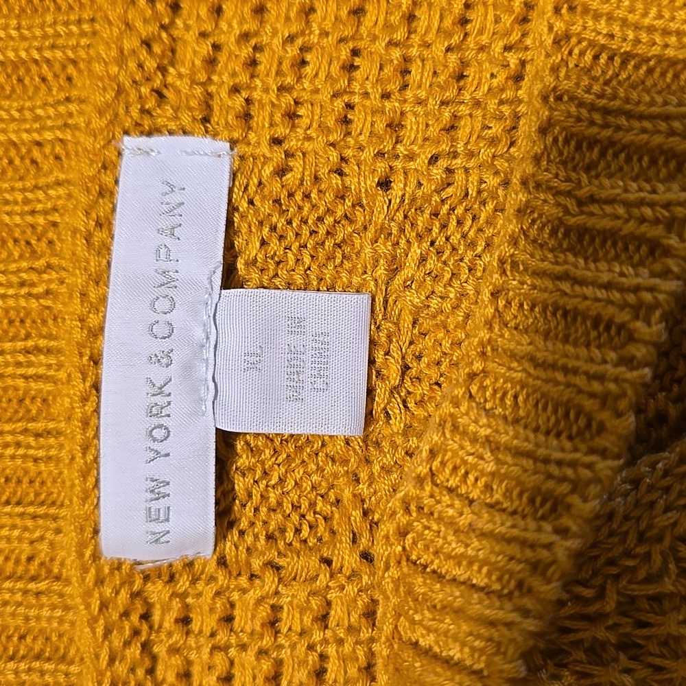 New York & Company Mustard Yellow Keyhole Long Sleeve Sweater XL - Picture 2 of 5